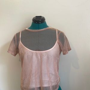 sheer short sleeved top